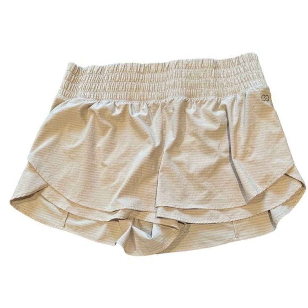 CALLA‎ Athletic Skirt Shorts Beige Lightweight Smocked Waist Women's XXL |N1